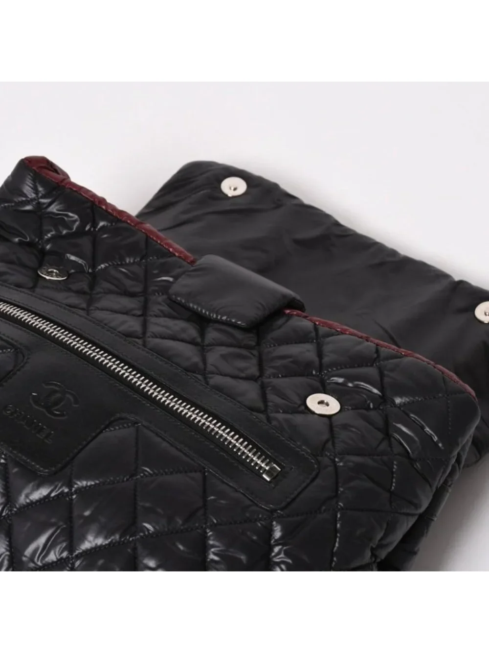 Chanel Coco Cocoon Backpack Leather Black Silver